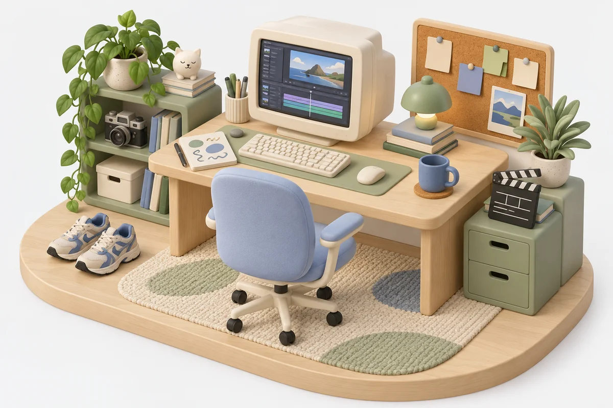 A cozy miniature creative studio