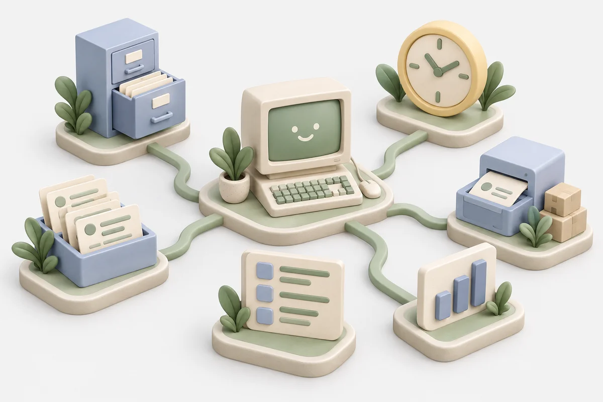 A garden of connected miniature business tools